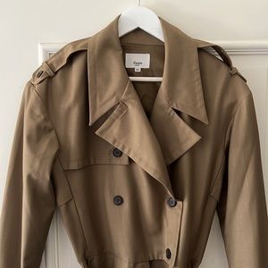 Padded Shoulder Trench Jumpsuit- Khaki Brown